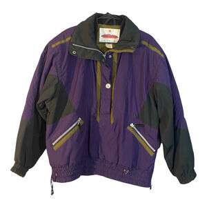 Obermeyer Purple Psyche Out Retro 90'S Pullover Snow Jacket Women Sz 12 Vtg